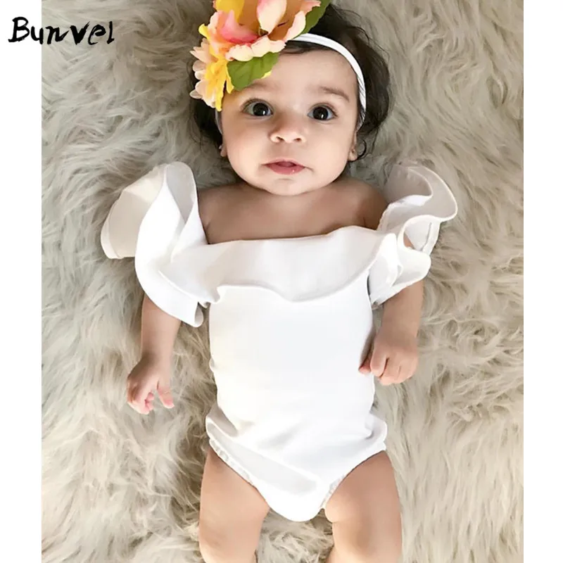 Bunvel/комбинезон с оборками для маленьких девочек Детский костюм Однотонный
