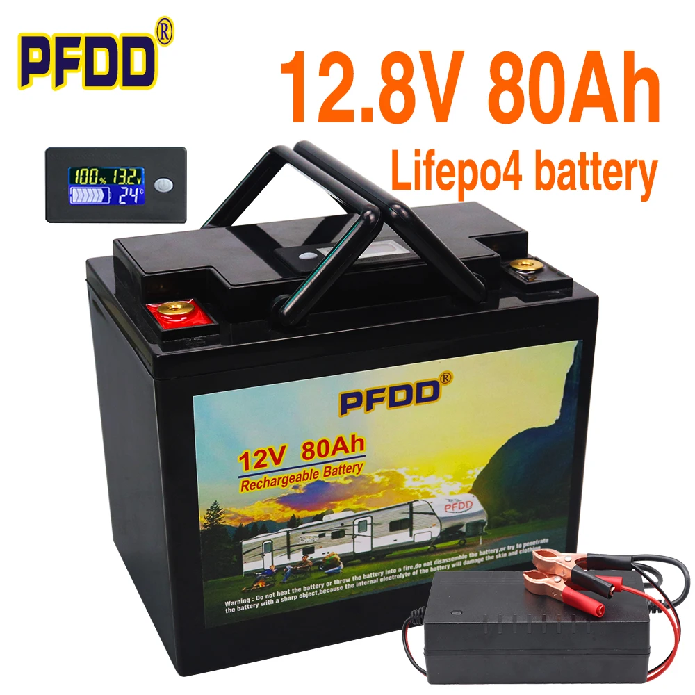 Аккумулятор Lifepo4 12 8 В 80 Ач с аккумулятором BMS для тележки бытовая техника инвертор