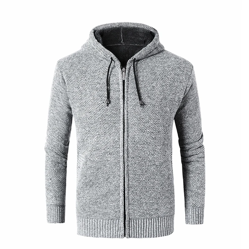 

Sweater autumn and winter men's sling hooded zipper cardigan jacket plus velvet thick warm large size slim casual sweater