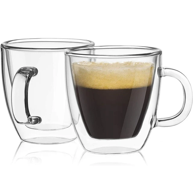 COMOOO Double Walled Glass Coffee Mugs Glass Mug With Handles Double Wall  Cappuccino Cups, 12oz Of S…See more COMOOO Double Walled Glass Coffee Mugs