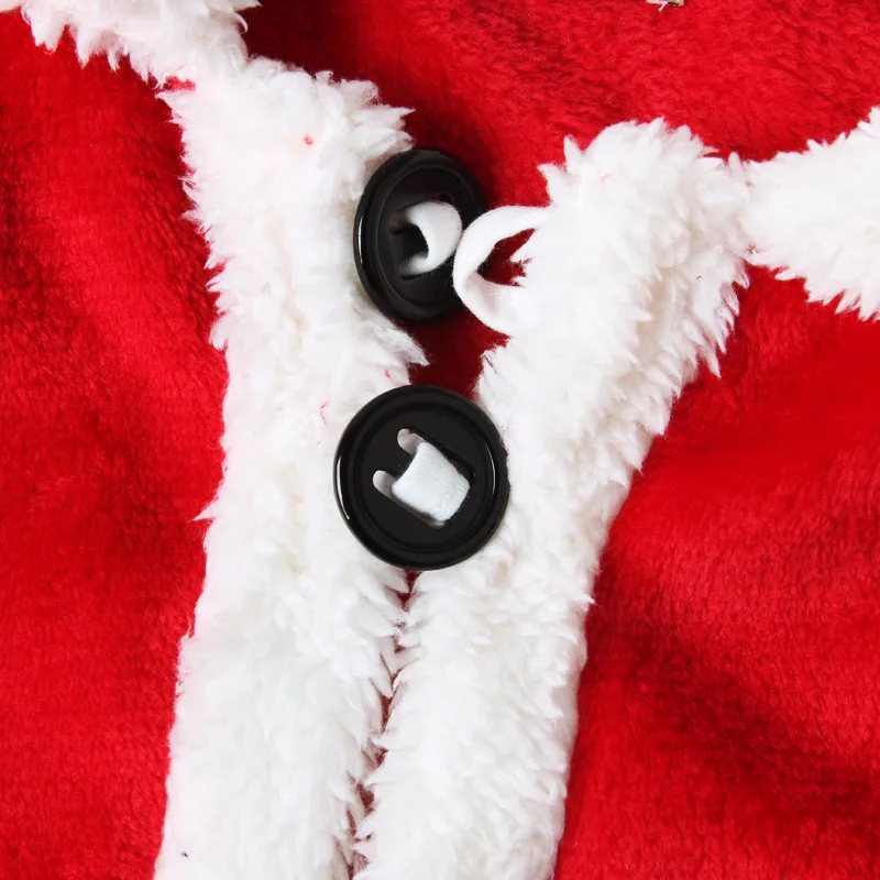 Зимние рождественские комплекты одежды из 4 предметов для мальчиков и девочек толстый теплый костюм Санта-Клауса флисовые пальто+ штаны+ шапка+ обувь, комплект одежды