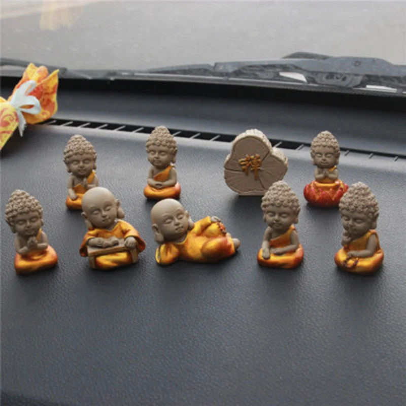 ZOCDOU 9 Pieces Little Monk Model Car Decoration Set Small Statue Figurine Crafts Figure Ornament | Дом и сад
