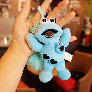 

2019 Hot New new Hot sale Sesame Street Keychain plush Toy ELMO and COOKIE MONSTER cute Gift Pendant plush Keychain toys