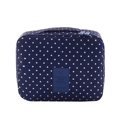 FUDEAM Multifunction Women Outdoor Storage Bag Toiletries Organize Cosmetic Bag Portable Waterproof Female Travel Make Up Cases Navy Dot