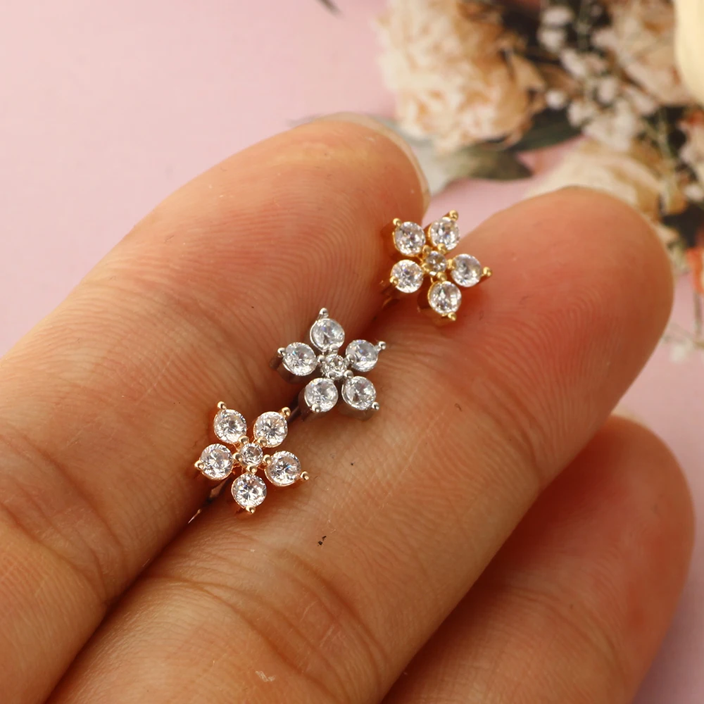 Crystal Zircon Cartilage Earrings Tragus Piercing Helix Stud Wholesales Body Piercing Jewelry Stud Barbell Ear Piercings