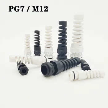 

Nylon Cable glands PG7 M12 waterproof cable connectors thread gland rubber wiring conduit IP68 Anti-bending plastic cable sleeve