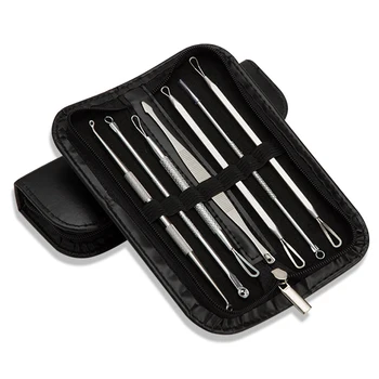 

10Pcs Professional Acne Extractor Tweezer Blackhead Remover Face Skin Care Set Pimple Extractor Facial Black Dots Tweezers