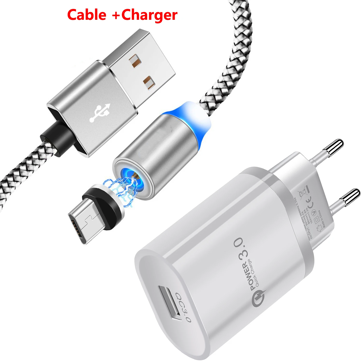 Магнитный кабель Micro usb type C для быстрой зарядки Micro usb type-C Магнитный зарядный usb-кабель для iPhone 11 Pro QC 3,0 быстрое зарядное устройство - Цвет: Charger Cable White