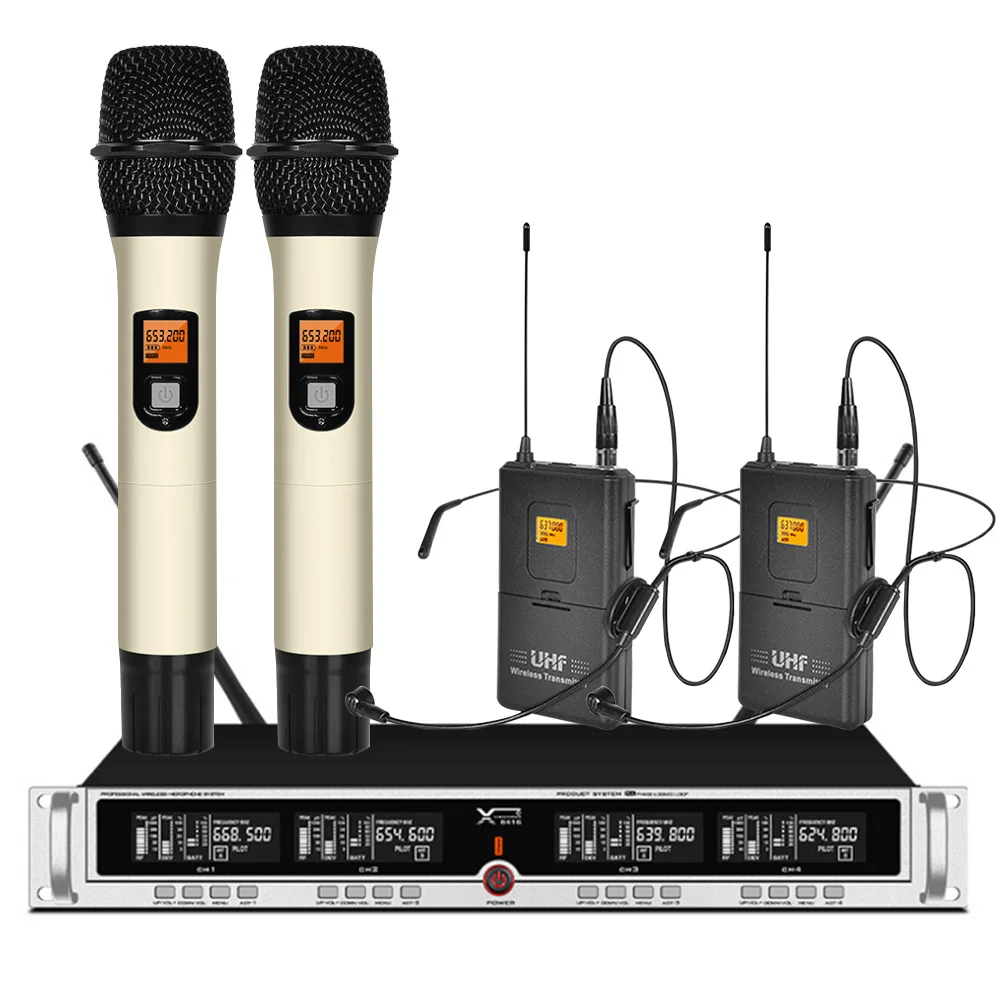 

Professional UHF Wireless Microphone 2 Headphones 2 Handheld Microphone for KTV Microphone Stage Performance Microphone