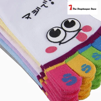 

The spring and autumn lady lovely facial expression smiling face glue encryption high quality edition five finger socks