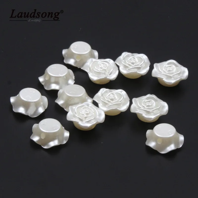 

50PCS 14MM Imitation Pearl Material Carved Rose Shape Beads For DIY Jewelry Making Handicraft Accessories Wholesale