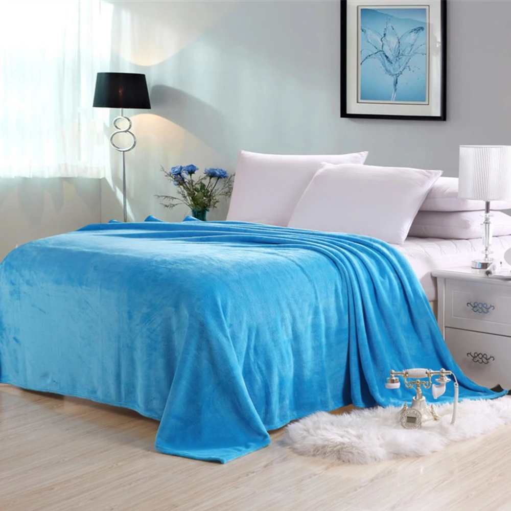 Одеяла EHOMEBUY из кораллового флиса для кровати однотонный чехол дивана покрывало