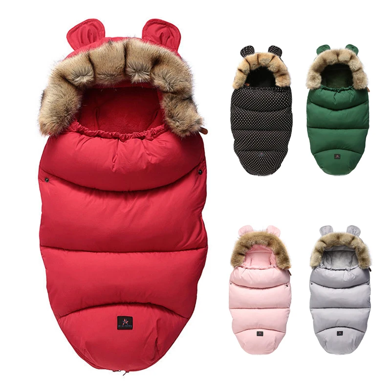 

New Fur Envelope for Newborns Winter Thick Stroller Baby Sleeping Bag Windproof Thick Warm Blanket Winter Bag for Baby Nest