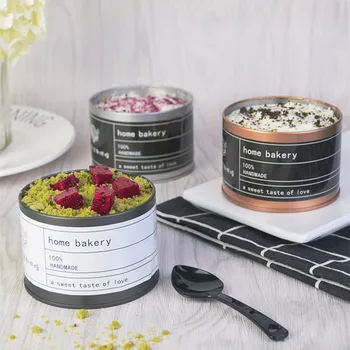 

10pcs High quality creative iron box small round tinplate dessert jar party birthday faovr ice cream cake decor cups with lid