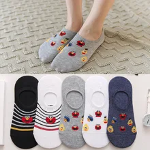 Fast Shipping 2020 New Arrival 5 Pairs Slipper Invisible Cartoon Women's Short Socks Cotton No Show Socks For Women