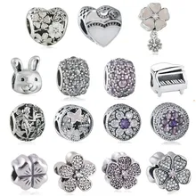 Новые весенние мерцающие капли, амулеты из стерлингового серебра 925 пробы, ювелирные изделия, цветок, шарм, бисер, браслет, сделай сам, хорошее ювелирное изделие