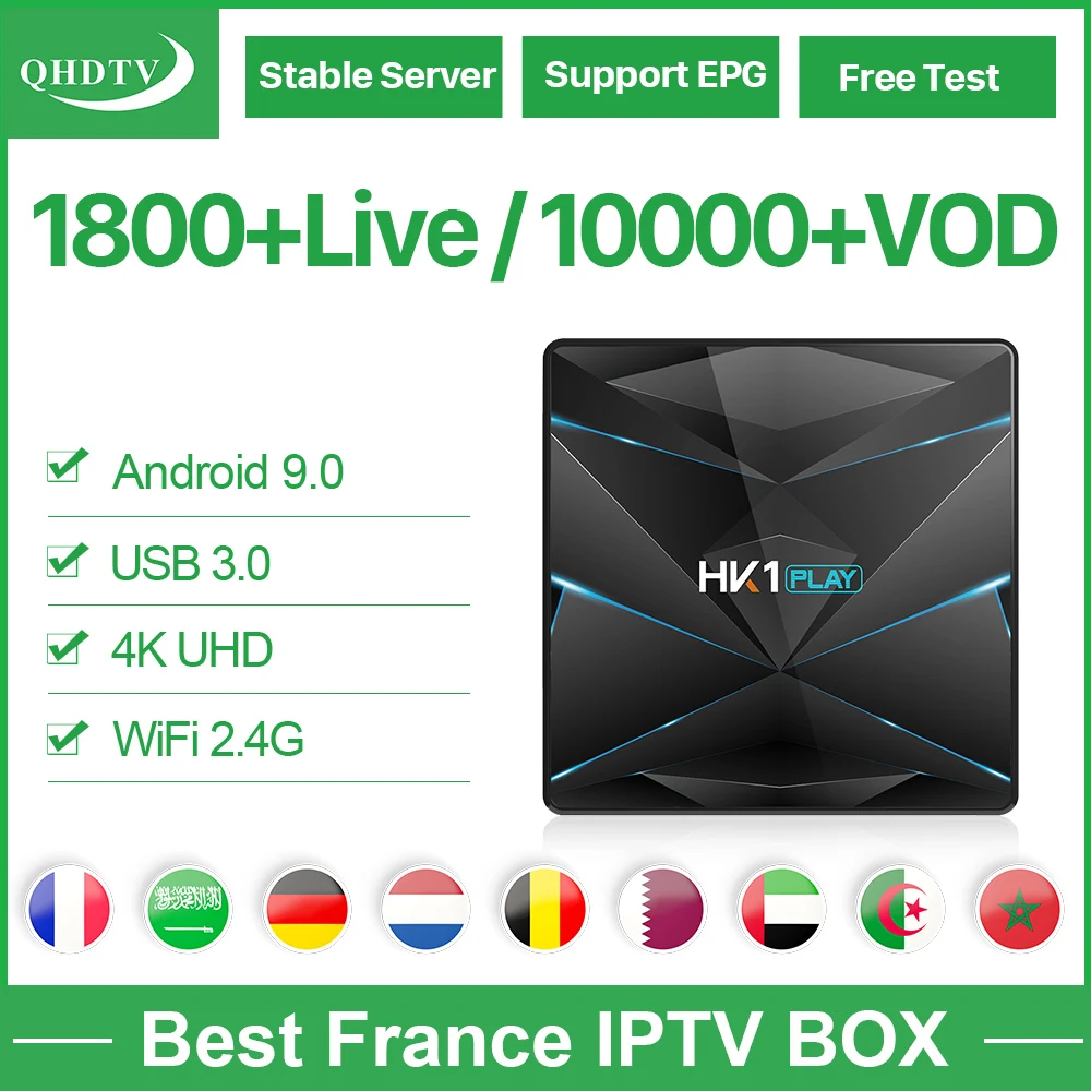 

HK1PLAY Android 9.0 Box France Arabic IPTV S905X2 with 1 Year QHDTV Subscription Netherlands Belgium HK1PLAY Media Player
