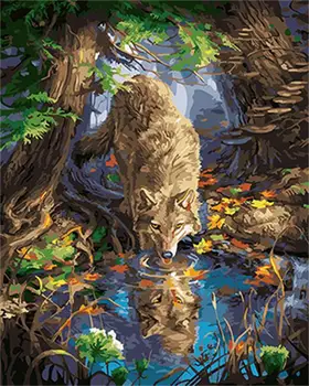 

PAINTBOY Wolf Framed DIY Painting By Numbers Painting&Calligraphy Acrylic Painting Wall Art Home Decor For Living Room