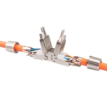 

10pcs RJ45 Adapter Cat6A Cat7 RJ45 Network Full Shielding Tool-free Connection Module Connector Networking Cable Connector