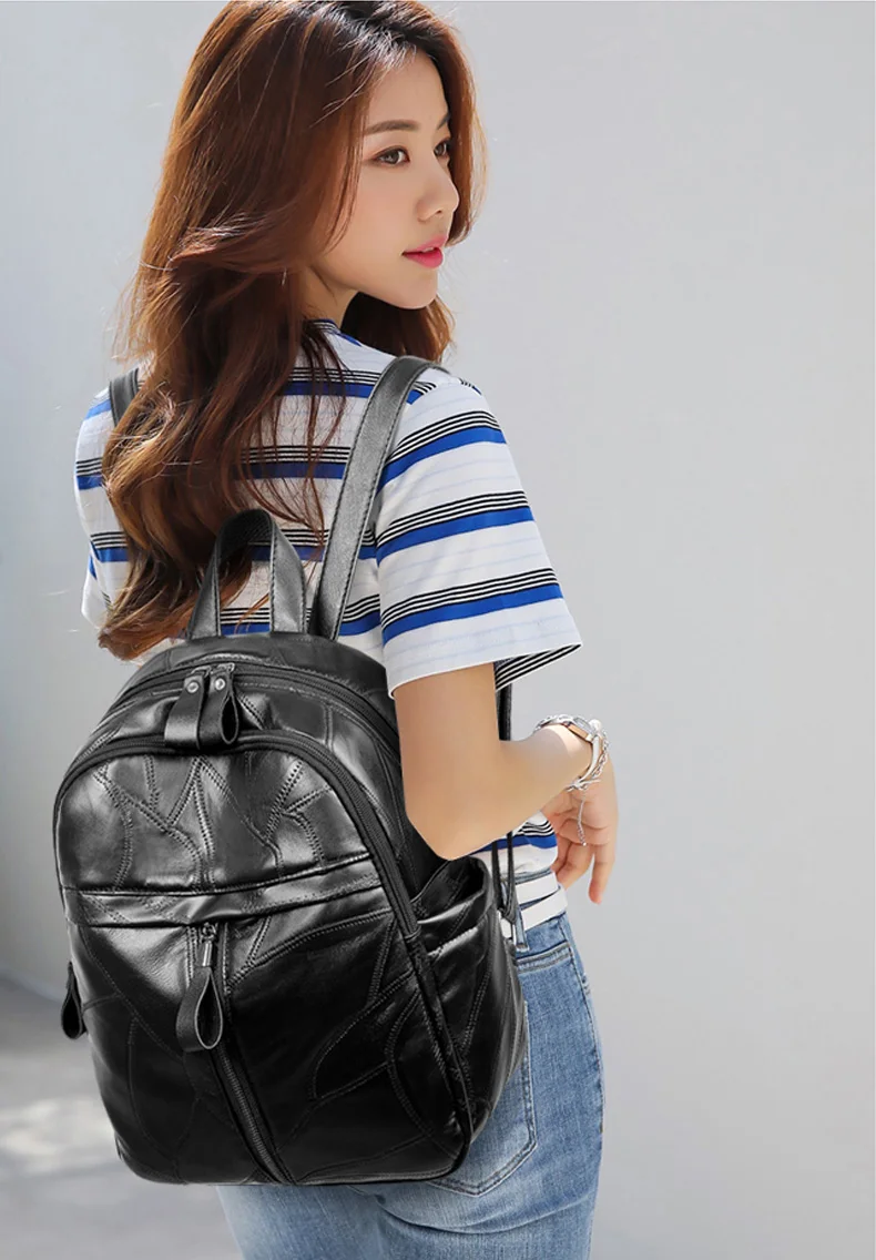 New women backpack high quality soft leather backpack for lady high capacity school bag for girls fashion women shoulder bags
