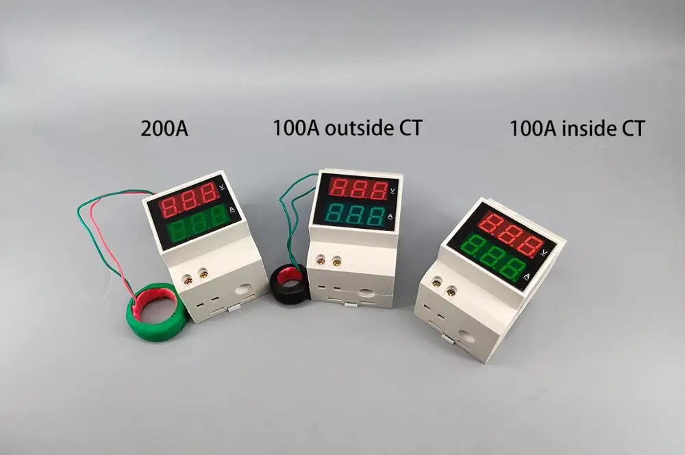Goede Din Rail Dual Led Display Spanning En Stroom Meter Din Rail Voltmeter Ampèremeter Bereik Ac 80 300V 0.1 99.9A