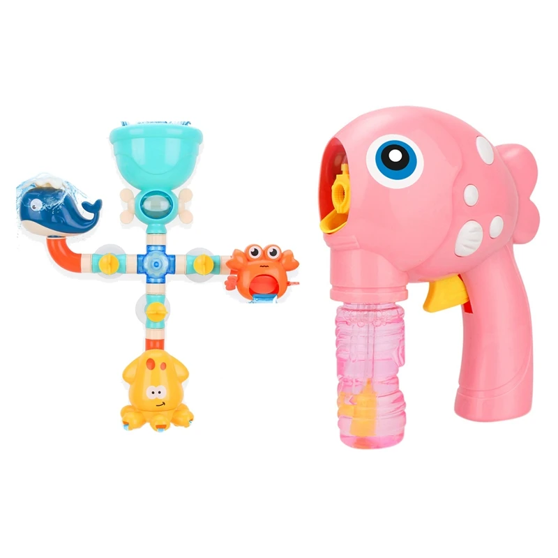 Baby Bath Toys DIY Water Pipes Toys with Automatic Bubble Machine Toy