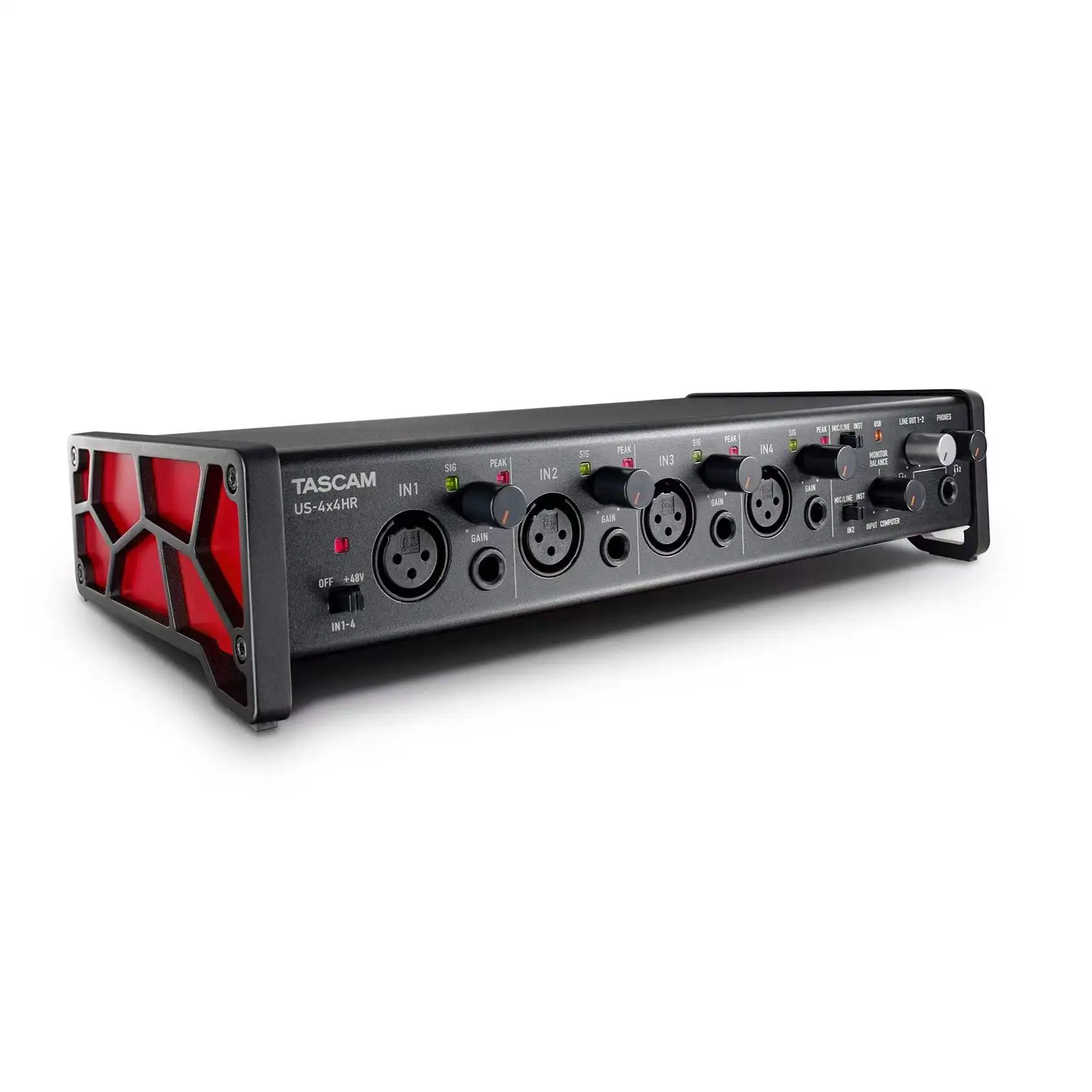 USB-интерфейс Tascam для аудио/MIDI с 4 микрофонами/линейными входами гитары двумя