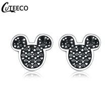 CUTEECO, черные циркониевые Мультяшные серьги с Микки Маусом для женщин, милые серьги-гвоздики, модные ювелирные изделия, новинка, Brincos, Прямая поставка