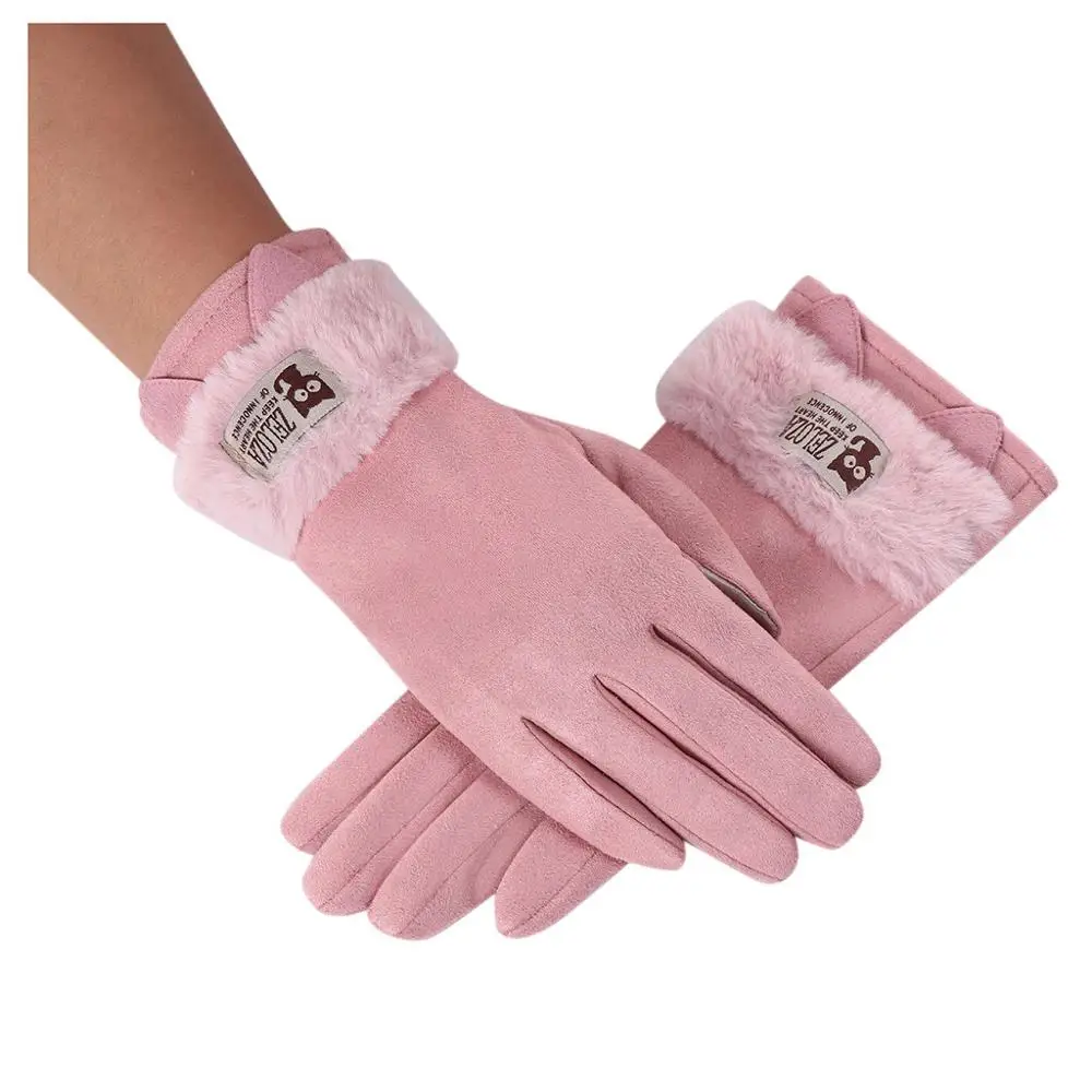 Cat Ear Pink Женские перчатки бархатные сохраняющие тепло перчатки для сенсорного экрана ветрозащитные зимние перчатки варежки перчатки для велоспорта guantes muje - Цвет: Cat Ear Pink