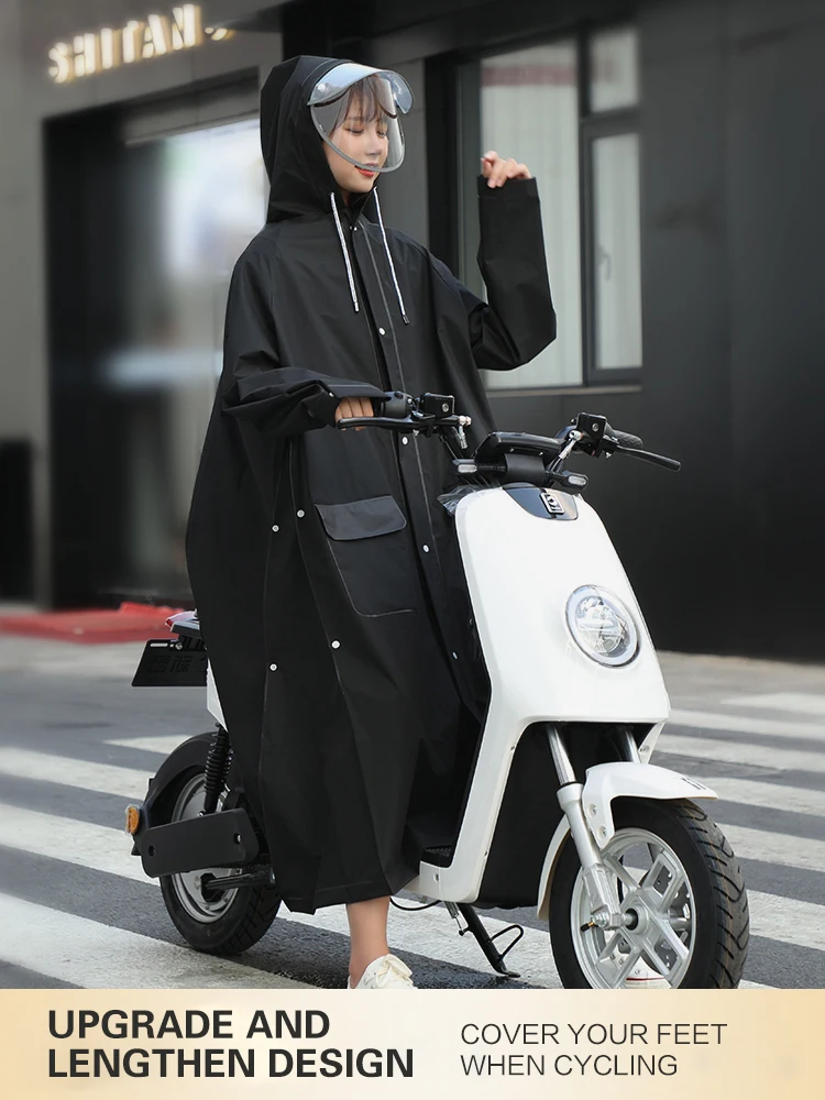 Motorcycle Raincoat Men's Raincoat Women's Raincoat Long Full-body Double Brim Rainproof Raincoat Electric Bike Riding Raincoat