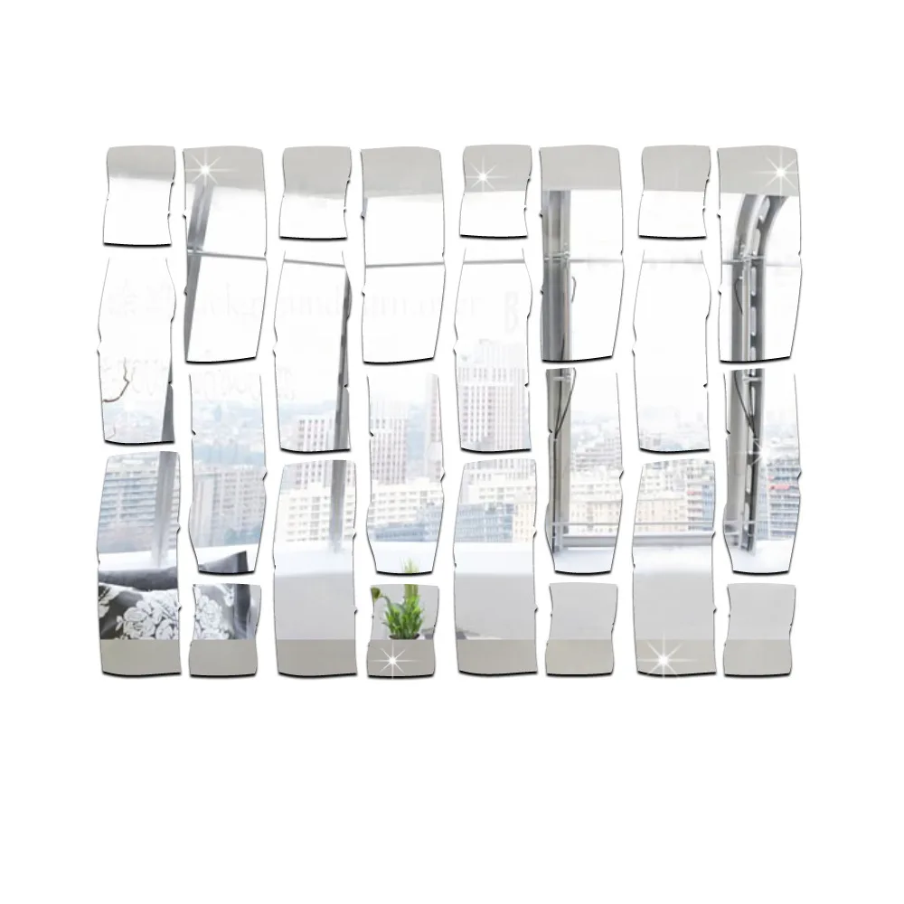 24PCS Removable Mirror Brick Wall Sticker Decal Self Adhesive Home Room Art Decor Mirror Stickers