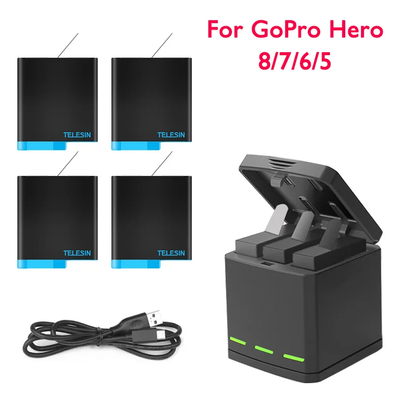 Умное зарядное устройство для GoPro Hero 8 7 6 5 зарядный футляр литий-ионного