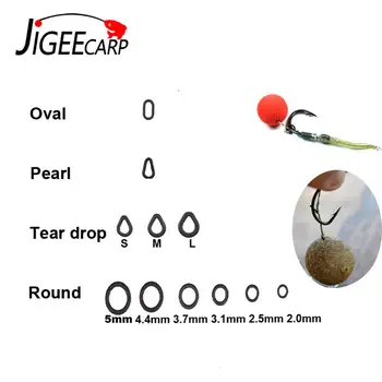 

JIGEECARP 50pcs Carp Fishing Rig Rings Round Oval Tear drop Pear Shape Rings Hair Rig Accessories Fishing Terminal Tackles
