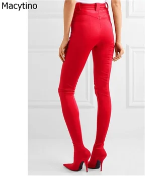 

Women Slim Sexy Pant Boots Slip On High High Heels Full Stretch Pants Boots Pointed Toe Pants Shoes Women Plus US Size 35-43
