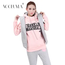Voobuyla комплект из 3 предметов осень зима для женщин Набор для бега толстовка жилет брюки фитнес Йога бег костюм бег спортивные костюмы