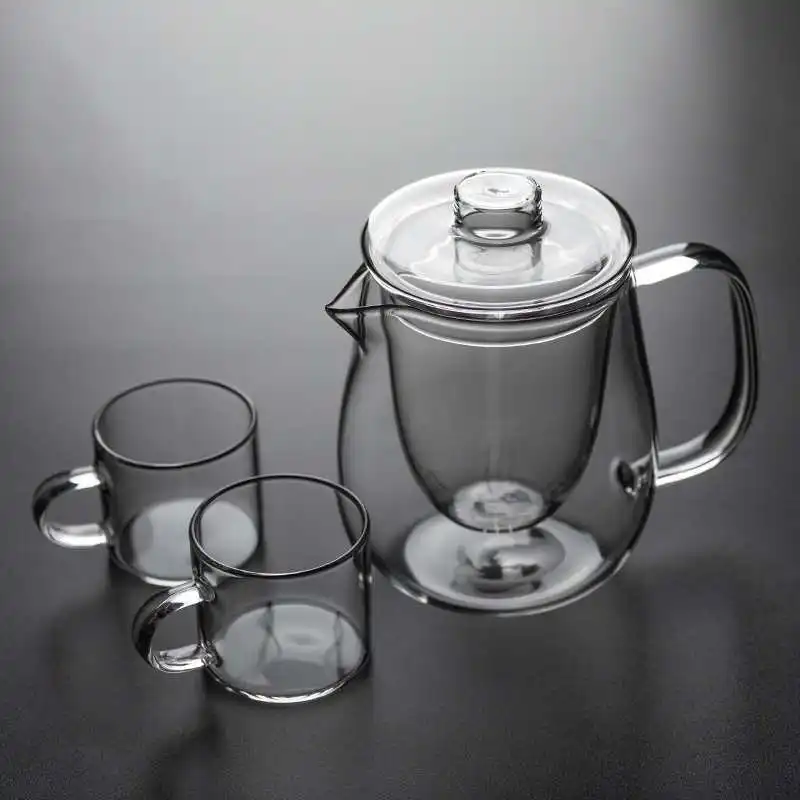 C-White 1Pot 2Cups Uniho, 5 шт., набор чайников, стеклянный фильтр, пуэр, чайник, высокая термостойкость, цветочный чай, черные чайные горшки, Офисная кофеварка - Цвет: C-White 1Pot 2Cups
