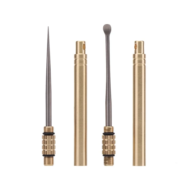 

2020 Titanium Tactics Toothpick Earpicker Brass Socket Tube Waterproof Outdoor EDC Self-defense Multifunction Portable Tool New