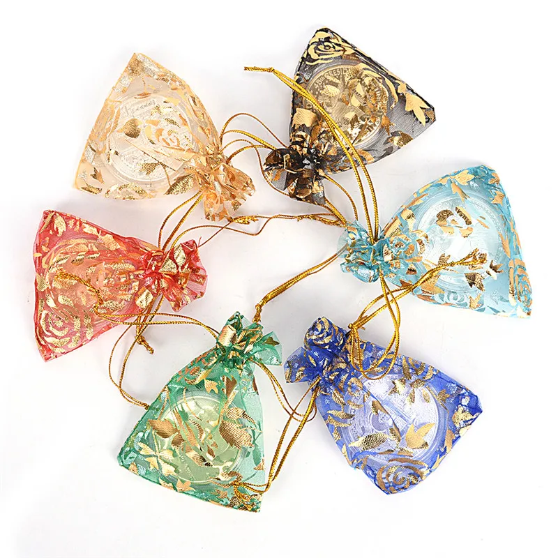 10pcs/set Organza Candy Jewelry Wedding Gift Pouch Bags 7*9/9*12/11*16 CM Mix Color for Party Holiday New Year Use
