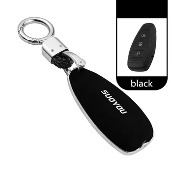 

Car Key Cover Genuine Leather Galvanized Alloy For Ford Fiesta Focus 3 4 Mondeo Ecosport Kuga Focus ST car accessories