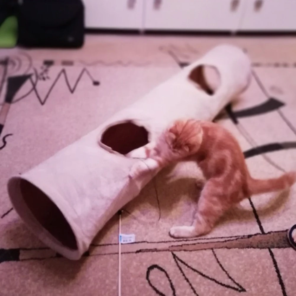 Игральные Трубки Прочный играющий котенок 2 отверстия царапина мяч кошка туннель игрушки товары для домашних животных складной