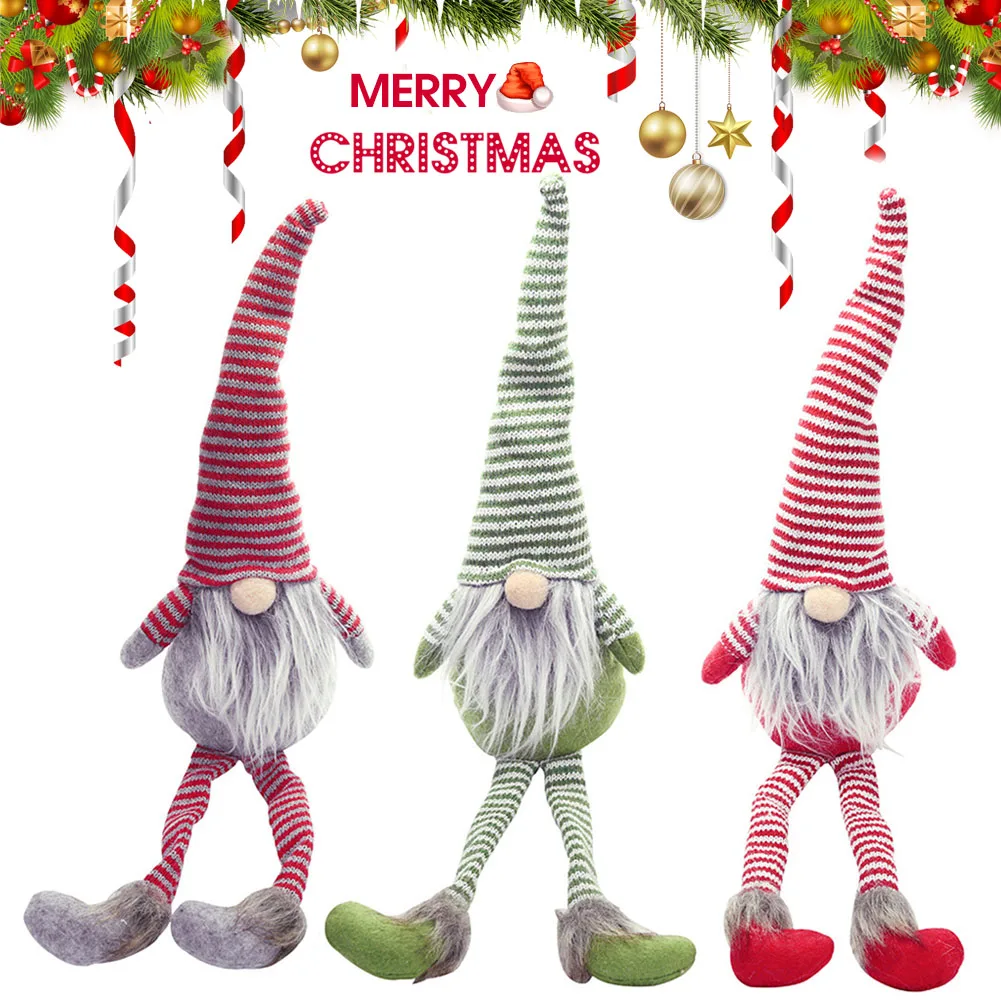 

Christmas Gift Faceless Gnome Santa Xmas Tree Hanging Ornament Doll Decor Stripe Doll Toy FP8