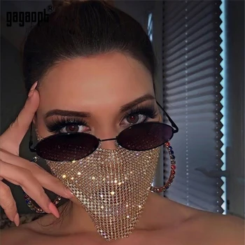 

Gagaopt Trendy Rhinestone Mouth Face Mask Virus for Women Personalise Decorative Face Mask Crystal Prom Party Jewelry Gift