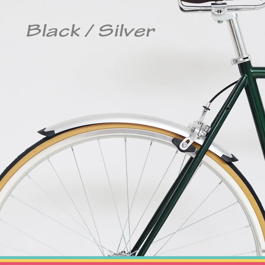 Bicycle Fender 1 Pair Bike Front Rear Fenders Retro Fixe Bike 700C Road Bicycle Fender Bicycle Practical Parts Silver Plastic Aluminum Liner