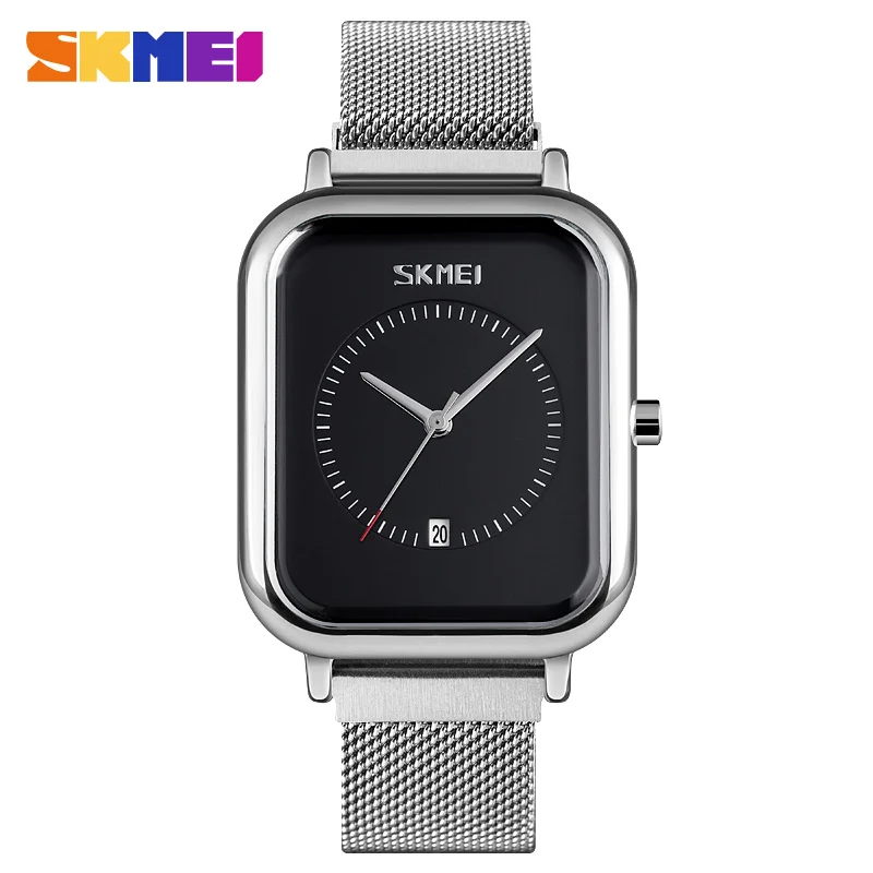 silver black SKMEI мужские s часы лучший бренд класса люкс Модные мужские кварцевые часы мужской стальной ремешок армейские повседневные спортивные наручные часы Дата часы водонепроницаемые - Цвет: silver black