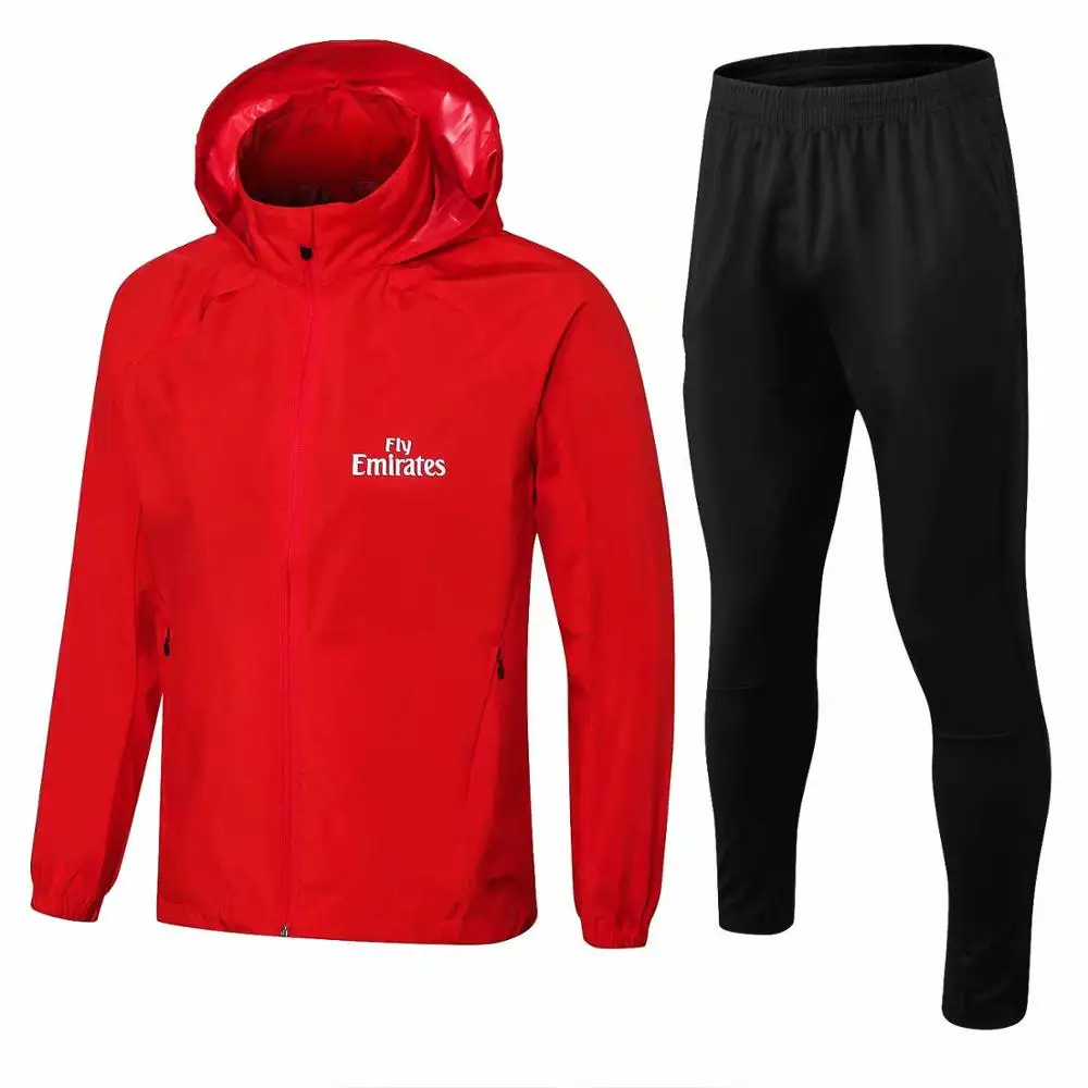 

2019/20 Italy hooded red windbreaker black elastic trousers football training suit, European code size: S-2XL, free shipping