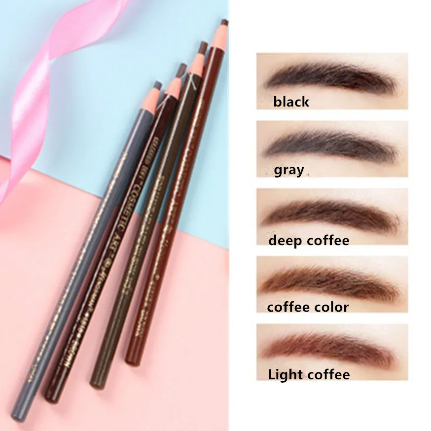 Fashion 5 Colors Eyebrow Pen Waterproof Fork Tip Eyebrow Tattoo Pencil Long Lasting Professional Eye Brow Pencil Charming Makeup