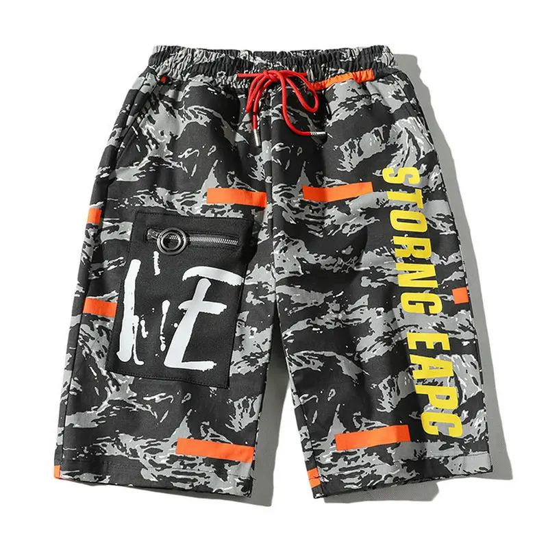 Black Camouflage Повседневные летние мужские шорты, новая уличная одежда с буквенным принтом, мужские шорты, камуфляжные Бермуды, пляжные мужские шорты, Homme - Цвет: Black Camouflage