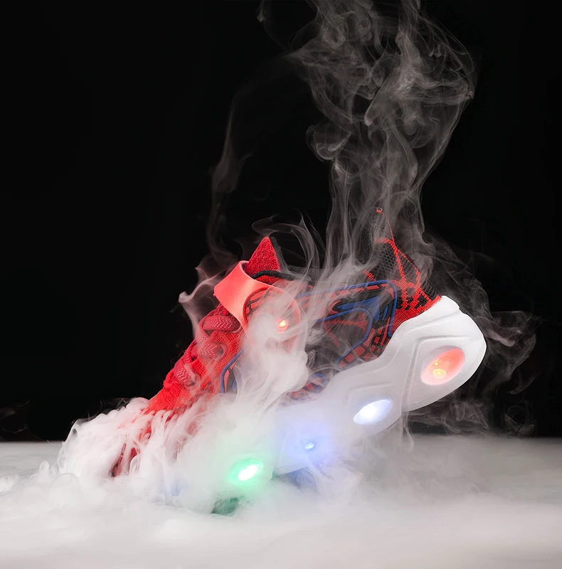 TuYao Boys Luminous Shoes Girls Glowing Spiderman Shoes Toddler Casual Bright Sneaker LED light up soft shoes for big kids