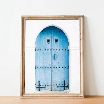 

Santorini Wall Art Greek Island Print Ancient Gate Photography Poster Vintage Art Canvas Painting Wall Picture for Living Room