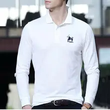 Хорошее качество хлопок мужские рубашки поло с длинными рукавами Большая лошадь вышивка повседневные мужские Поло Рубашки Модные мужские s Топы